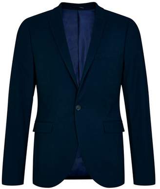 Topman Navy Textured Ultra Skinny Fit Suit Jacket