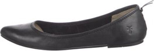 Frye Leather Ballet Flats Black Pointed-Toes Designer