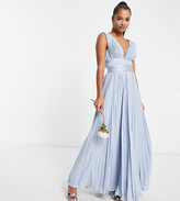 Thumbnail for your product : ASOS Petite ASOS DESIGN Petite Bridesmaid pleated cami maxi dress with satin wrap waist in blue