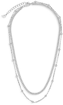 Sterling Forever Double Layer Beaded Chain Necklace, 16