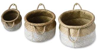 3r Studio Round Natural Seagrass Baskets, Set of 3