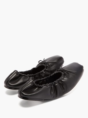 KHAITE Ashland Foldable Leather Ballerina Flats - Black