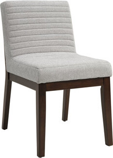 Gray Linen Side Chair (2Pcs) - Stylish Upholstery And Warm Brown Hint For Everywhere Comfortable Padded Seat Back Created Using Solid Rubberwood Compo