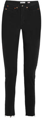 RE/DONE Originals High-rise Ankle Crop Frayed Skinny Jeans - Black