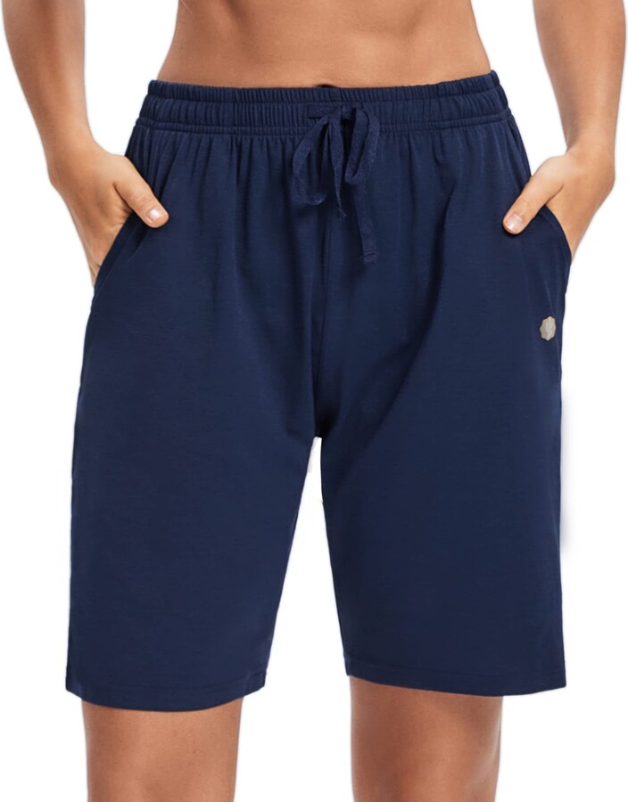 LUCKYCATCUS Women's Bermuda Shorts Jersey Shorts with Pockets Yoga