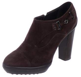 Tod's Suede Round-Toe Ankle Boots