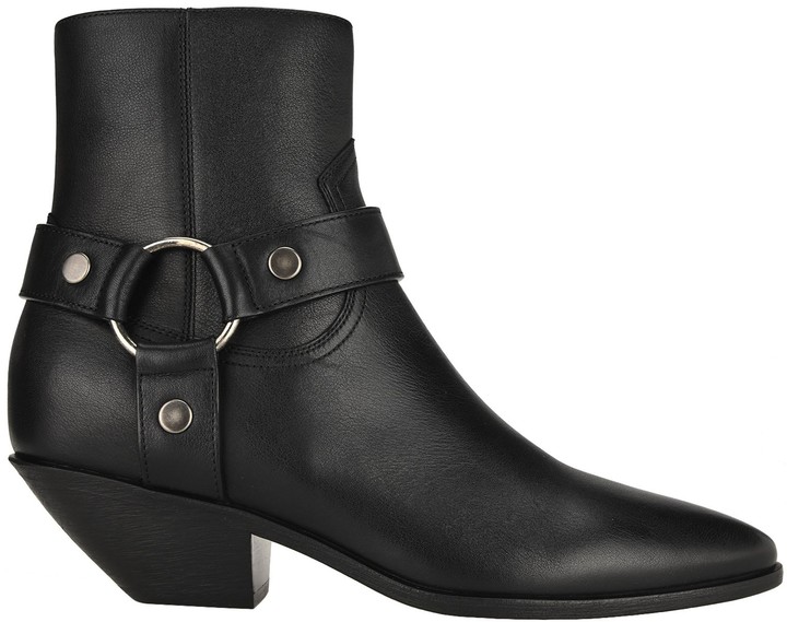 saint laurent leather harness boots