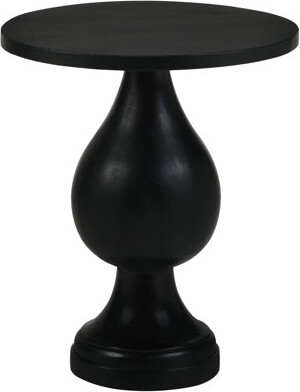 Alcott Hill Elegant Mango Wood Accent Table Black Stain Pedestal Base Appeal Stain Living Room Pedestal Addition