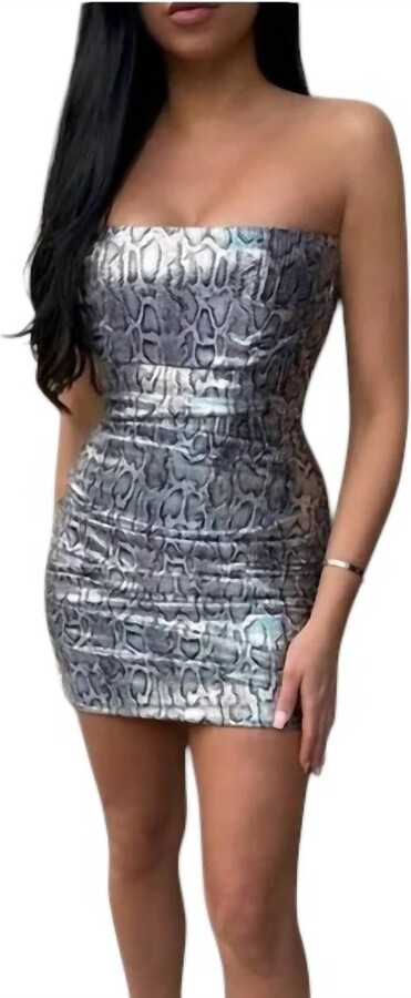 Nookie Blind Date Mini Dress In Silver Python
