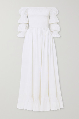 white cotton off the shoulder dress