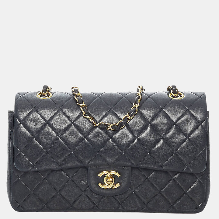 Chanel Black Classic Medium Lambskin Double Flap Bag ShopStyle