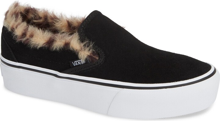 Vans Classic Faux Fur Slip-On Platform Sneaker - ShopStyle