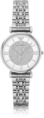 Emporio Armani T-Bar Silvertone Stainless Steel Women's Watch w/Crystals Dial