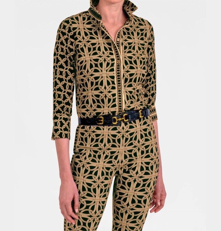 Gretchen Scott Boyfriend Button Shirt In Black Ring Toss