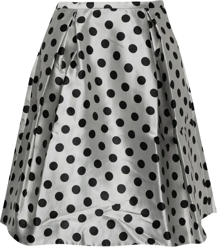 Carolina Herrera Vintage Polka-Dot Pleated Skirt