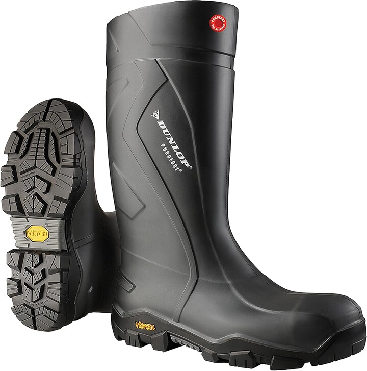 Dunlop Purofort+ Expander Full Safety with Vibram Sole Omega - Work boots for Men & Women - Waterproof Safety boots with Stoel Toe - Chemical and Slip Resistant with Tall Shaft - Black - Size 6-16/17