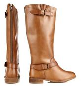 Thumbnail for your product : New Look Wide Fit Black Leather Buckle Strap Knee High Boots