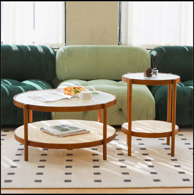 Bay Isle Home 2-Piece Modern Farmhouse Living Room Coffee Table Set, Stylish and Elegant Nesting Round Wooden Tables for Versatile Home Decor