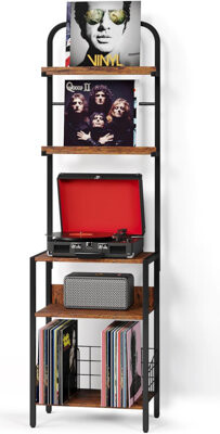 Record Player Stand, Turntable Stand With 2-Tier Vinyl Record Storage, Record Player Table Up To 200 Albums, End Table For Vinyl Records, Vinyl Record