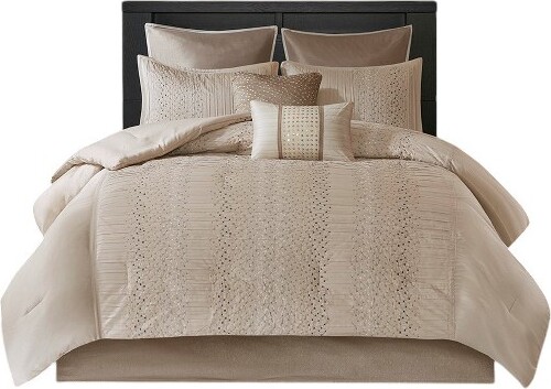Gracie Mills GracieMillsAtkins8-PieceEmbroideredComforterSet-King-Natural