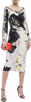 Emilio Pucci Ruched Printed Jersey Midi Dress