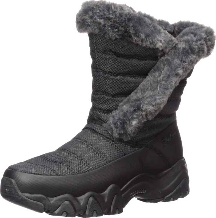 Skechers Women's D'Lites 2.0-Mid Quilted Sneaker Boot with Fur Trim Snow -  ShopStyle