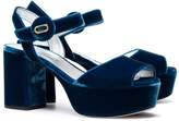 Thumbnail for your product : Prada Blue 85 Velvet platform sandals
