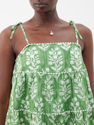 Juliet Dunn Floral-print Banded Cotton Mini Dress