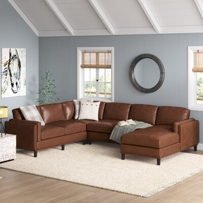 Sand & Stable™ 122" Wide Leather Match Left Hand Facing Corner Sectional