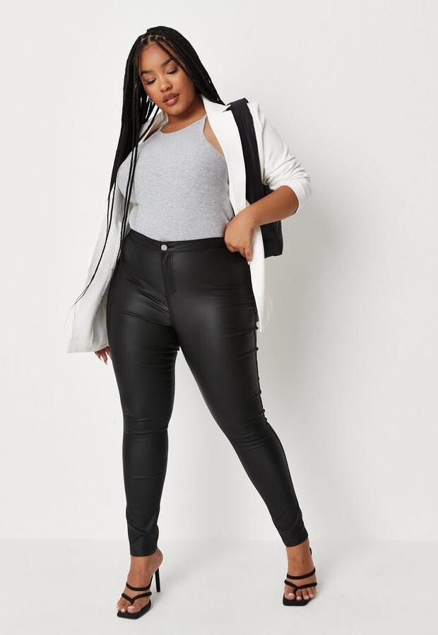 Missguided Plus Size Black Coated Skinny Jeans - ShopStyle