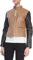 Thumbnail for your product : Alexander Wang Zip-Up Leather Moto Jacket, Truffle