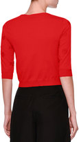 Thumbnail for your product : Valentino 3/4-Sleeve Daisy Knit Cardigan, Red