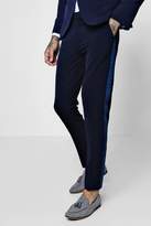 Thumbnail for your product : boohoo Skinny Fit Suit Trouser With Velvet Taping