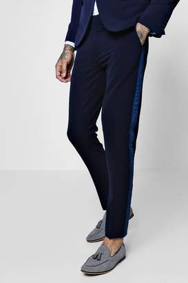 boohoo Skinny Fit Suit Trouser With Velvet Taping