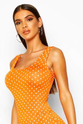 boohoo Orange Polka Dot Maxi Dress
