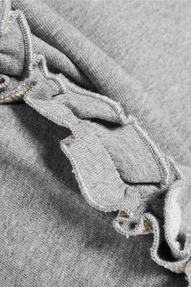 Iris and Ink Pat Ruffle-Trimmed Cotton-Jersey Sweatshirt