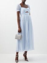 Thumbnail for your product : Self-Portrait Sweetheart-neck Pleated-chiffon Midi Dress - Light Blue