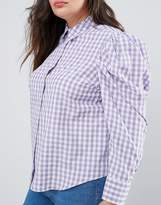 Thumbnail for your product : ASOS Curve Lilac Gingham Check Shirt With Exagerated Shoulder