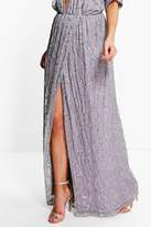 Thumbnail for your product : boohoo Boutique Sequin Plunge Maxi Bridesmaid Dress
