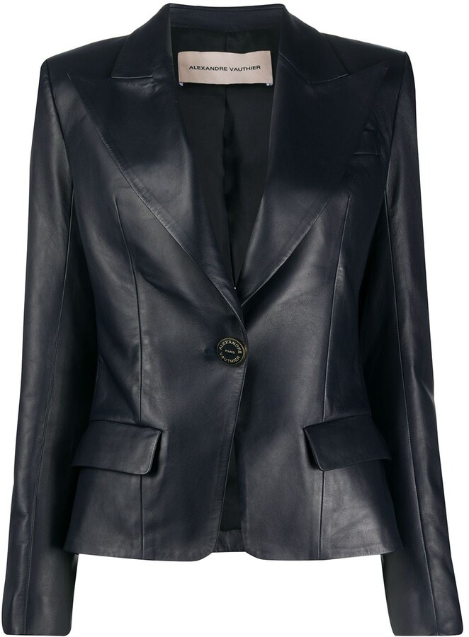 fitted leather blazer