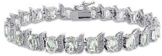 Allura 10.08 CT. T.W. Oval Created Green Amethyst and .03 CT. T.W. Diamond S-Link Tennis Bracelet in Sterling Silver - (7")