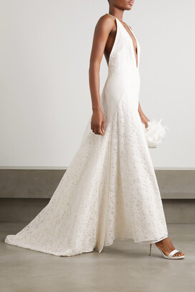 Michael Lo Sordo Alexandra Silk Guipure Lace Gown - Ivory