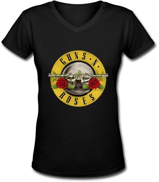 FXQ Fashion Guns N' Roses Logo Lady's V-neck T Shirts M