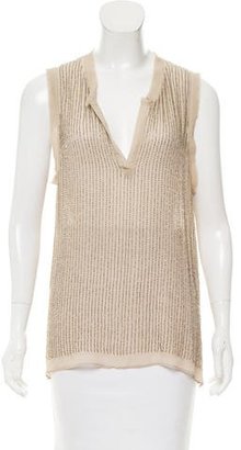 L'Agence Bead-Embellished Silk Top
