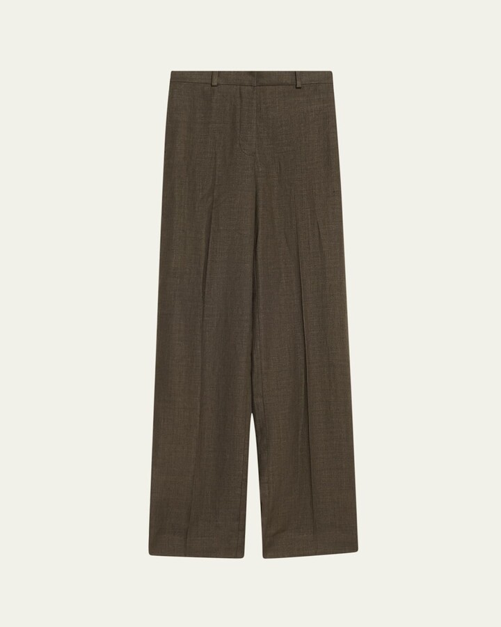 Loro Piana Goldie Structured Linen Wool Trousers
