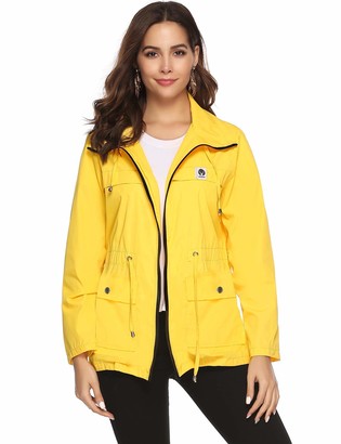 Abollria Womens Outdoor Waterproof Lightweight Windbreaker Raincoat Hooded Rain Jacket 