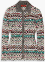 Metallic striped crochet-knit shirt 