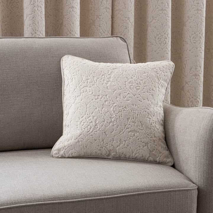 Dunelm Damask Cut Velvet Cushion Cream ShopStyle
