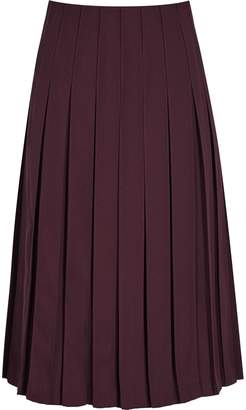 Reiss Selina - Pleated Midi Skirt in Garnet