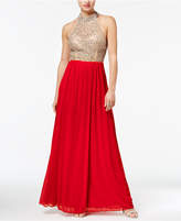 Thumbnail for your product : B. Darlin Juniors' Jeweled Contrast Halter Gown